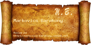Markovics Barakony névjegykártya